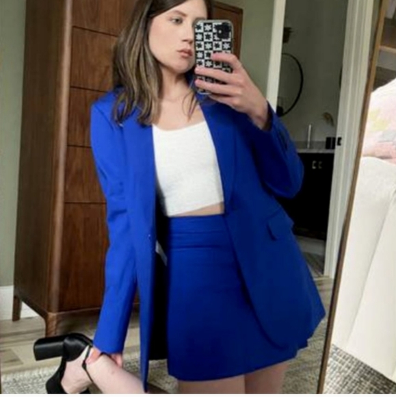 Zara 2 pcs Fitted blazer with pocket + Skirt - Picture 7 of 14